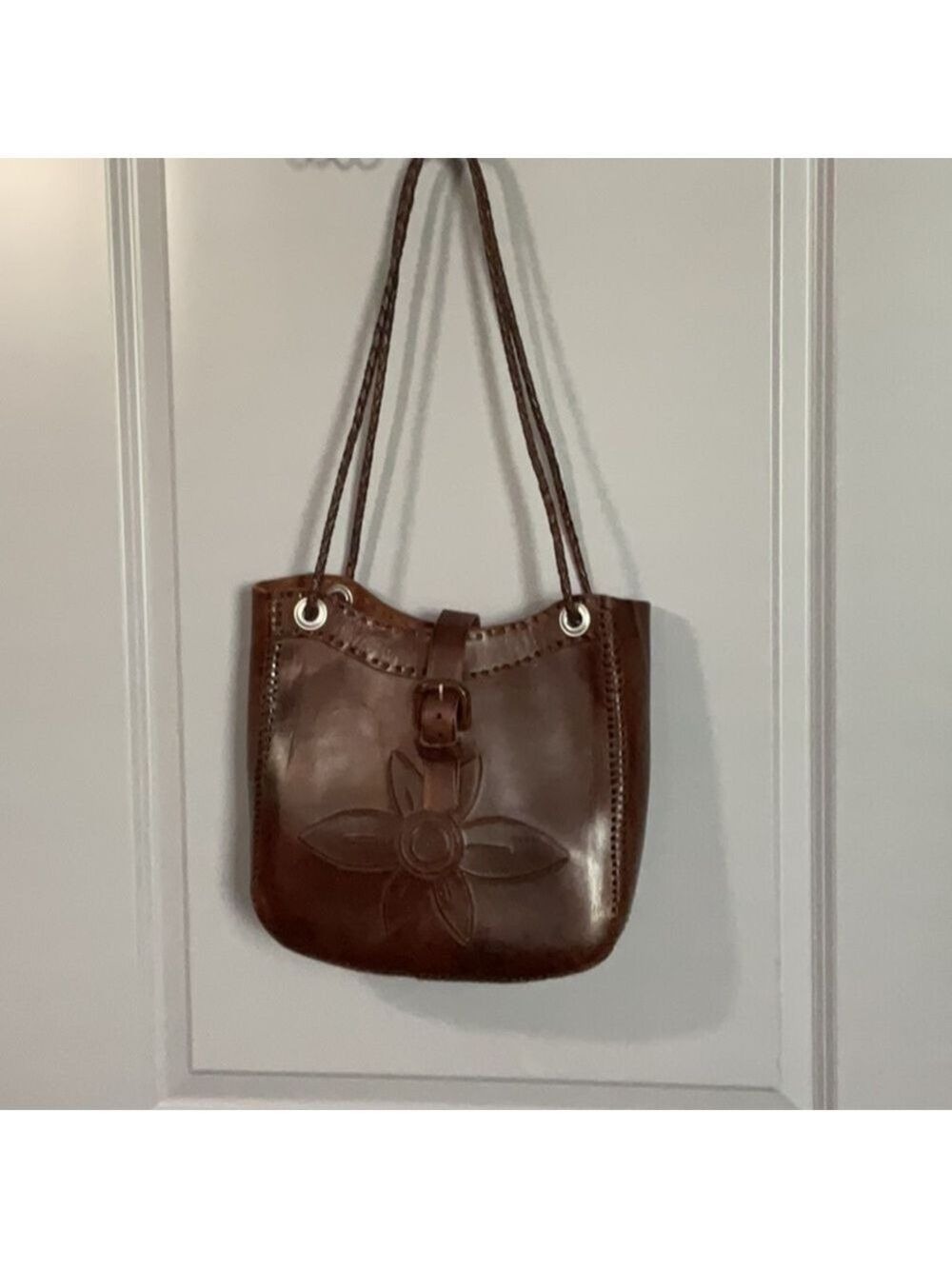 VTG handcrafted Chocolate Brown Leather Bucket Shoulder Bag